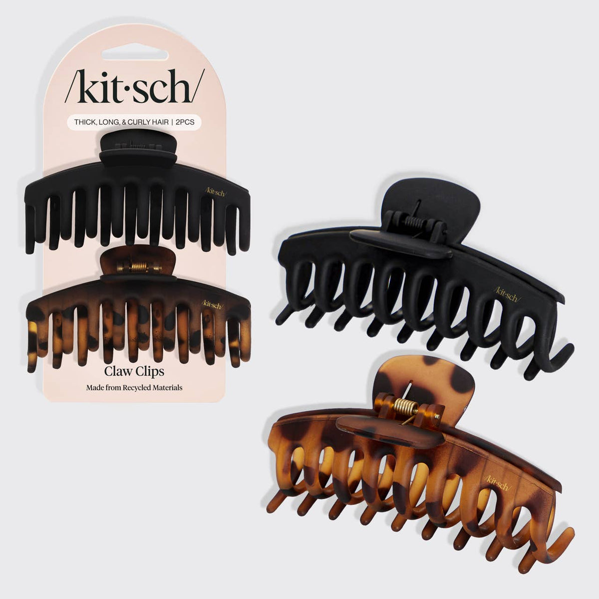Kitsch Recycled Plastic Oversized Matte Claw Clips 2pc Set