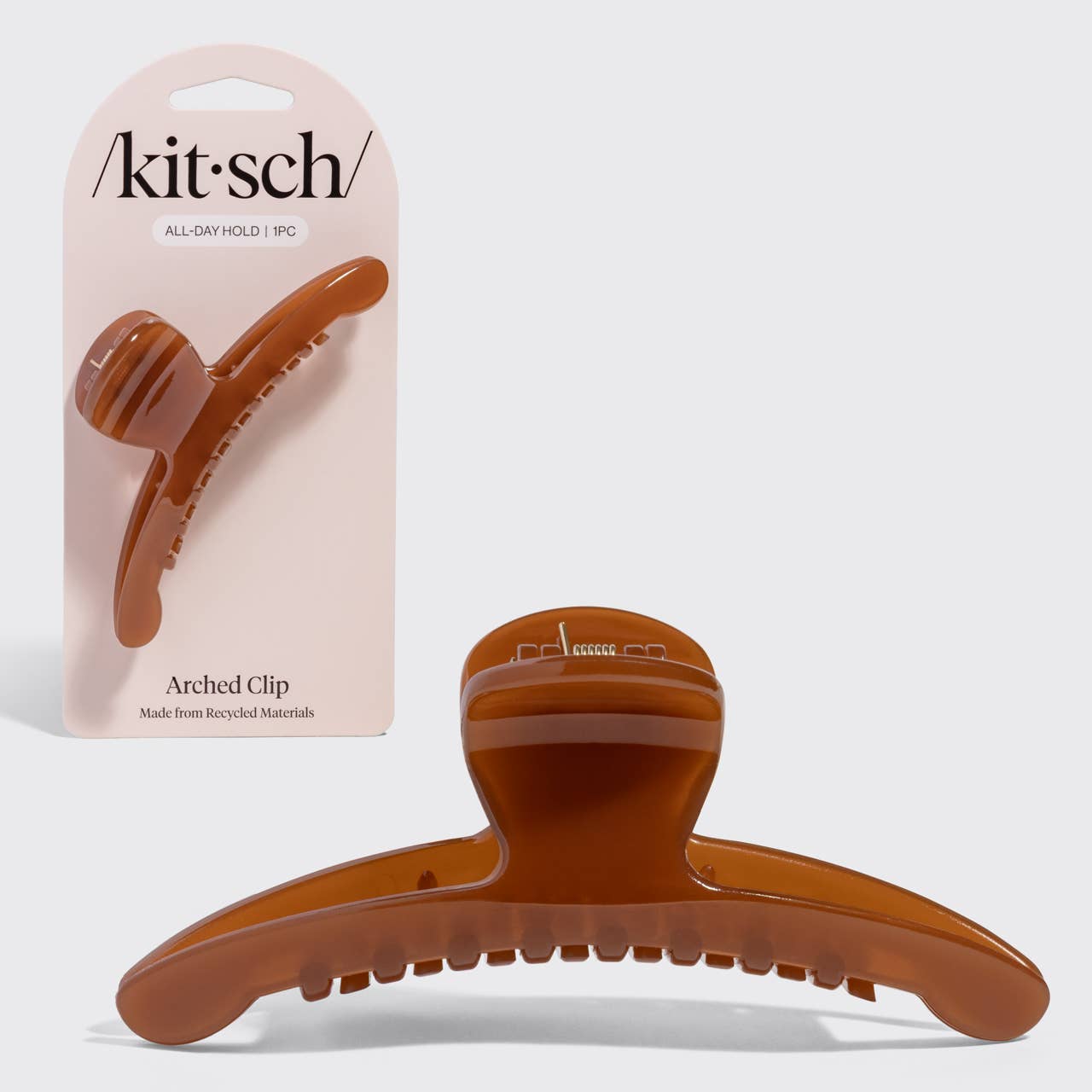 Recycled Plastic Large Arched Clip : Mocha