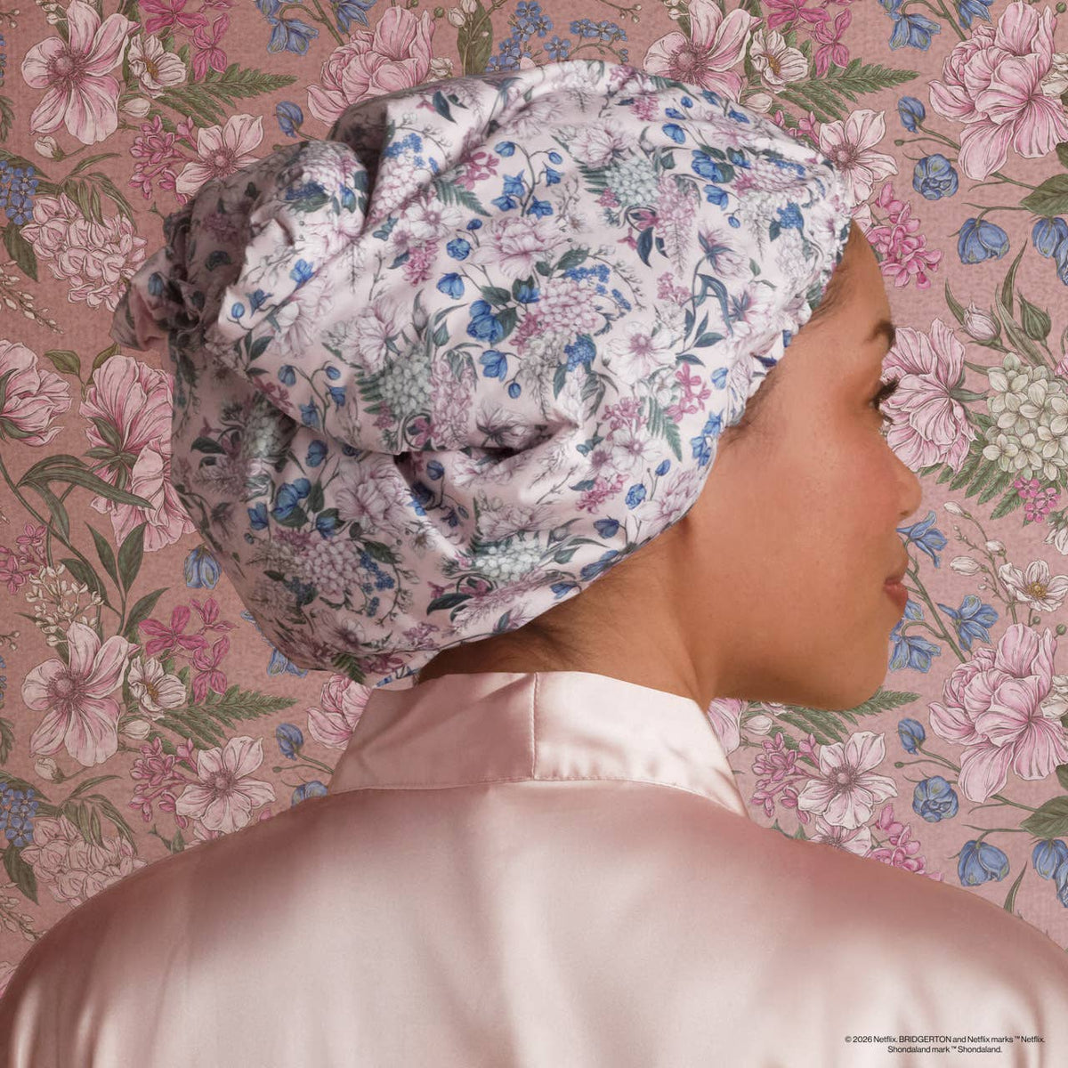 Bridgerton x Kitsch Satin-Lined Flexi Shower Cap | Wisteria