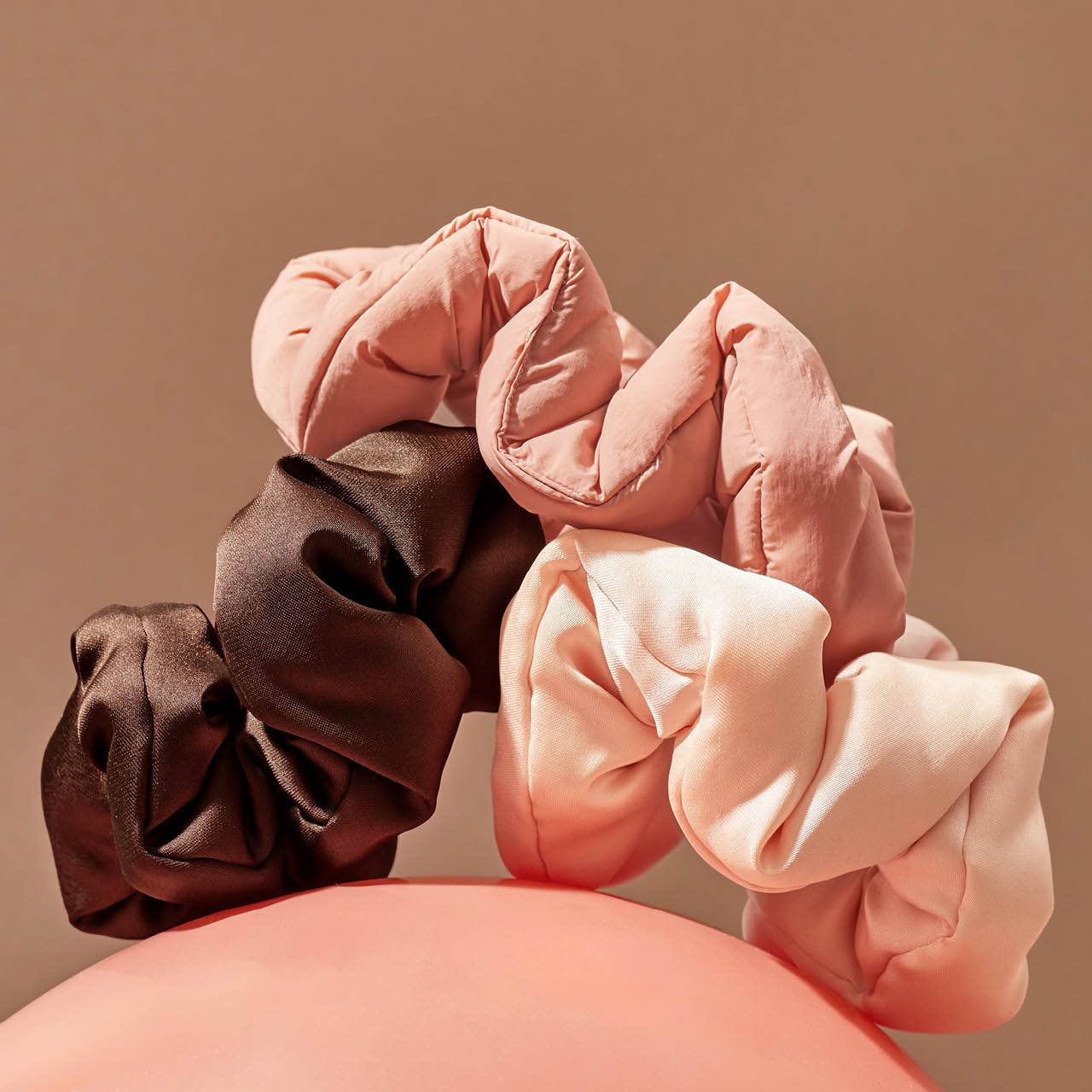 Recycled Fabric Cloud Scrunchies 3pc - Rosewood