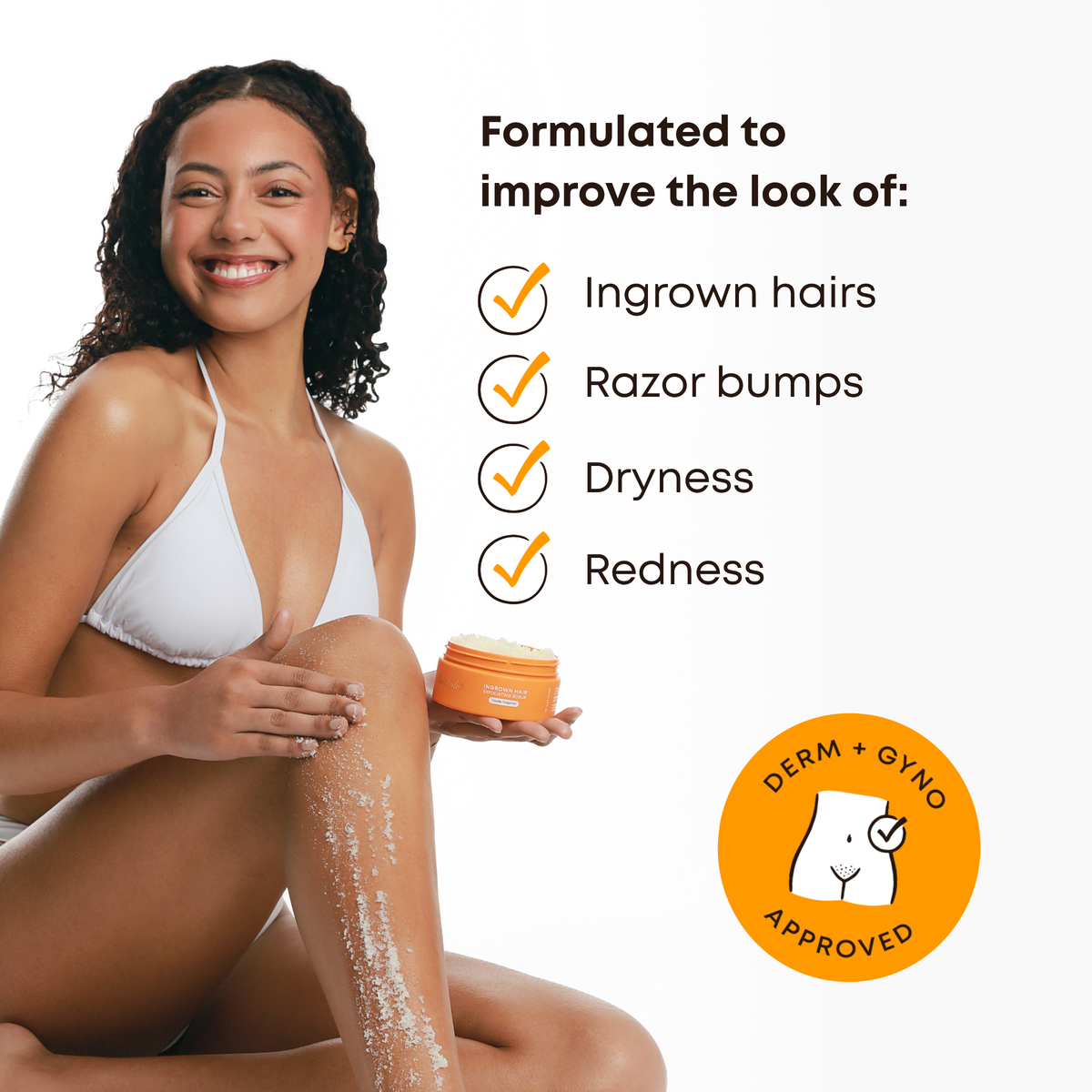 BUSHBALM Ingrown Hair Exfoliating Scrub Vanilla Tangerine 236ml, alternate view 3
