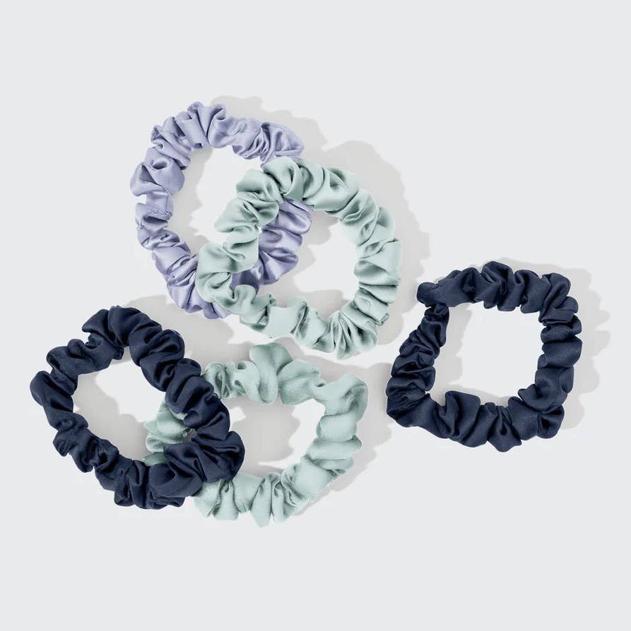 Ruched Satin Scrunchies 5pc Set : Garden Bouquet