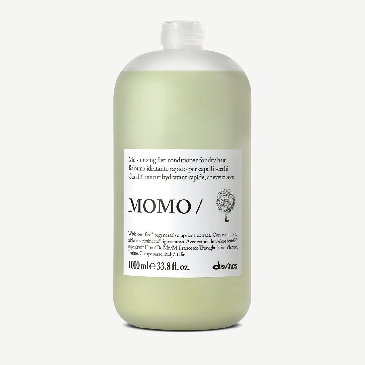 1000ml Davines Moisturizing hair conditioner bottle labeled 'MOMO' on a white background