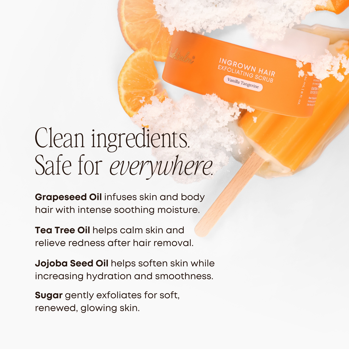 BUSHBALM Ingrown Hair Exfoliating Scrub Vanilla Tangerine 236ml, alternate view 5