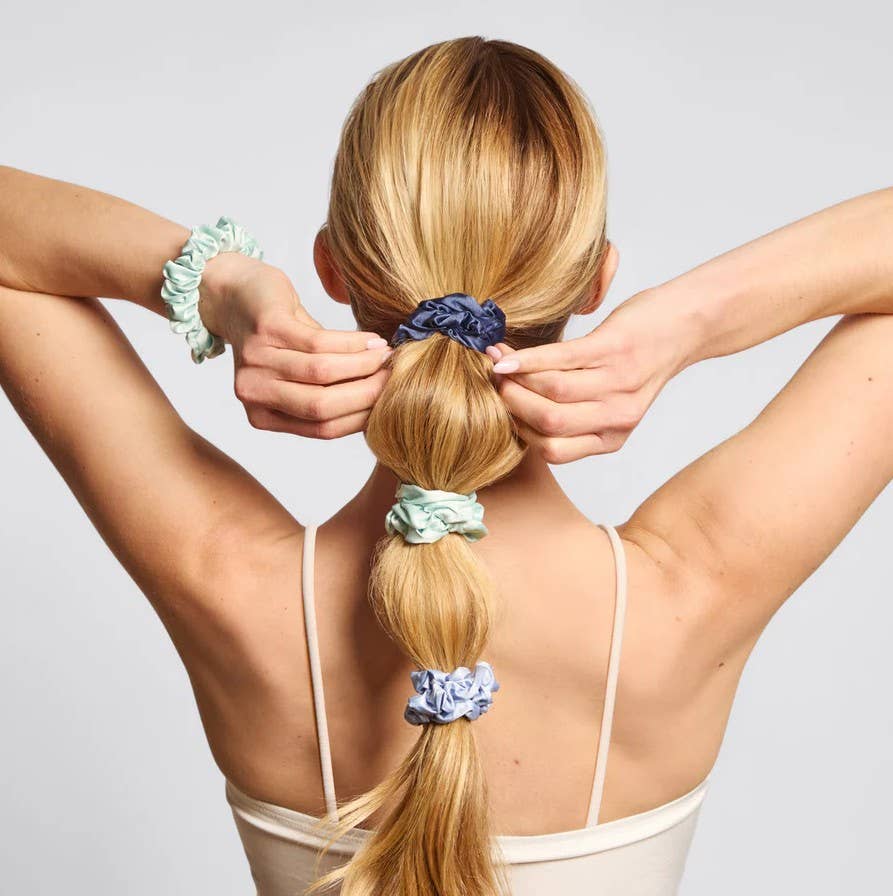 Ruched Satin Scrunchies 5pc Set : Garden Bouquet
