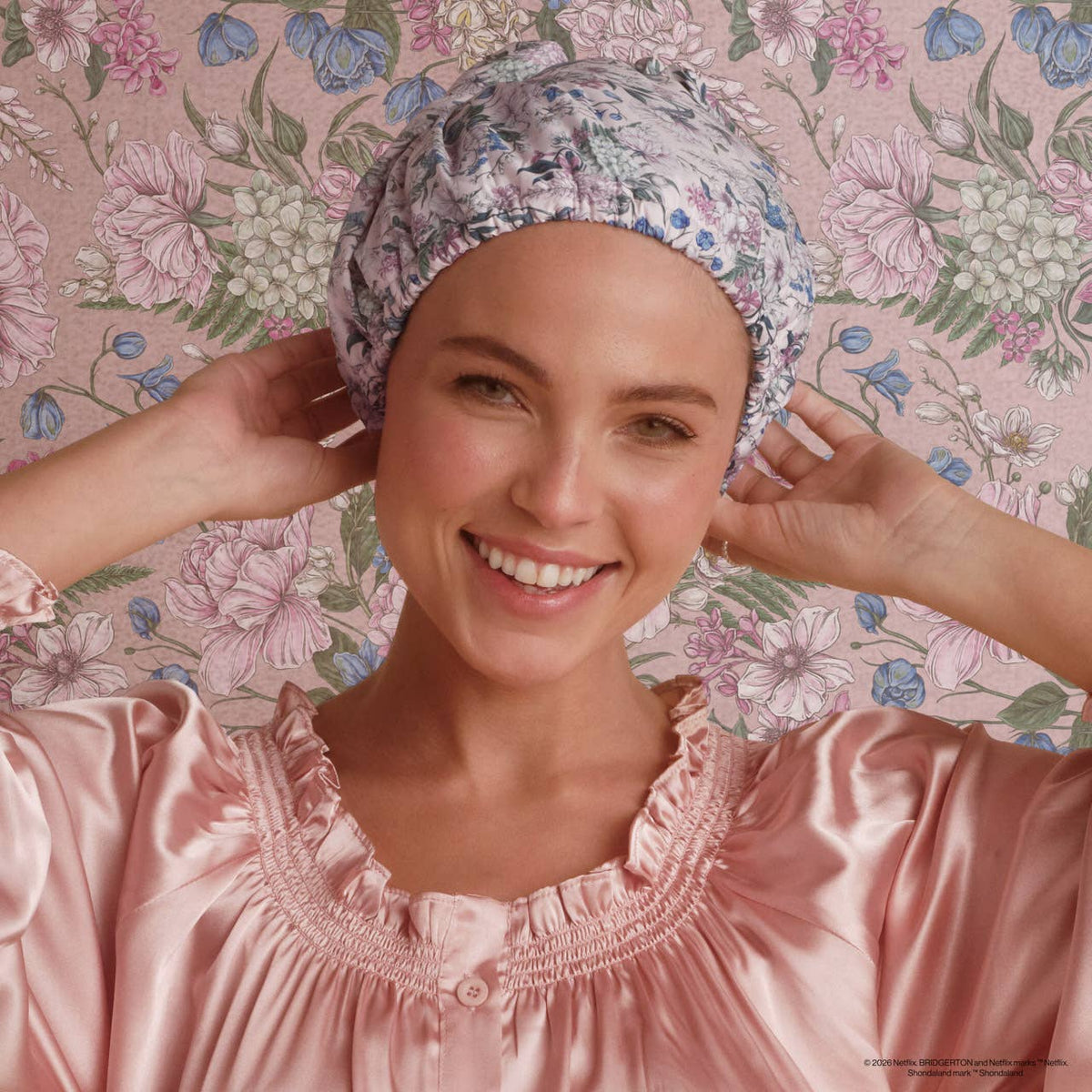 Bridgerton x Kitsch Satin-Lined Flexi Shower Cap | Wisteria