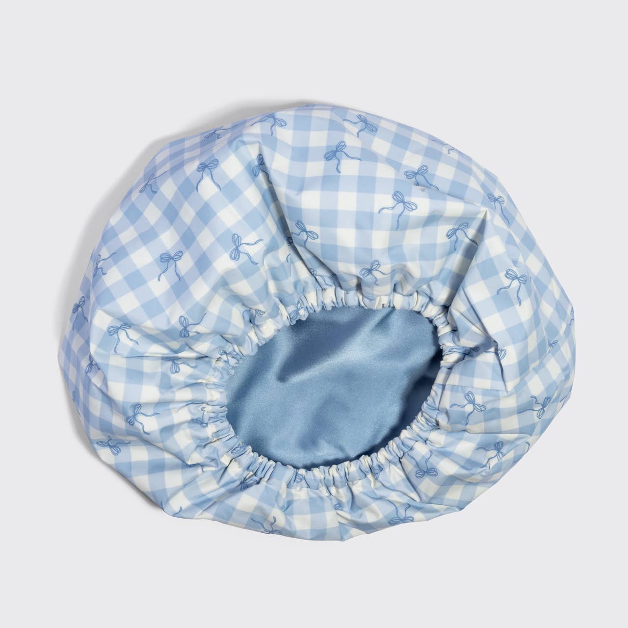 Satin Lined Flexi Shower Cap : Gingham Blue