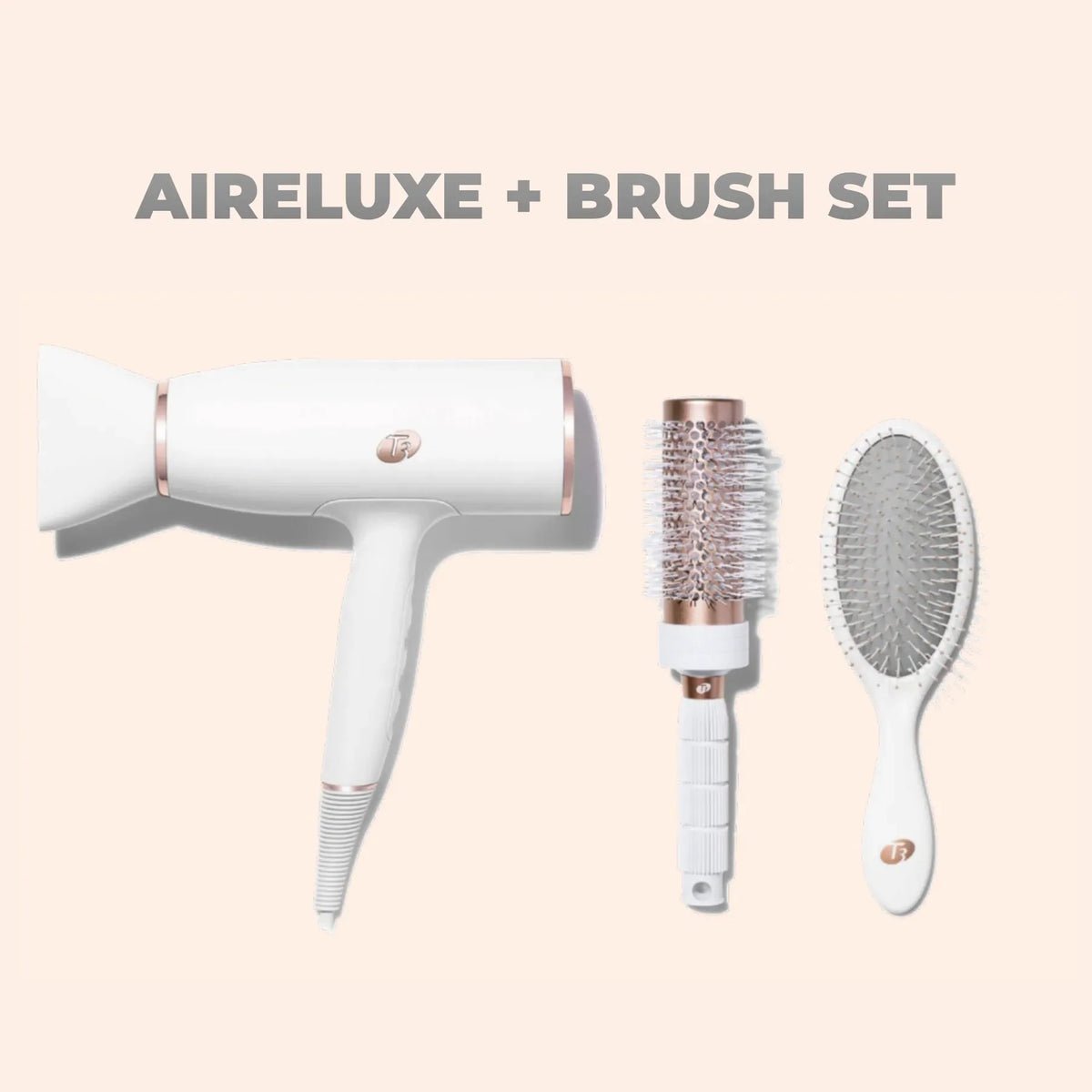 T3 AireLuxe hair dryer and brush set, included in the Blowout & Curl Holiday Set