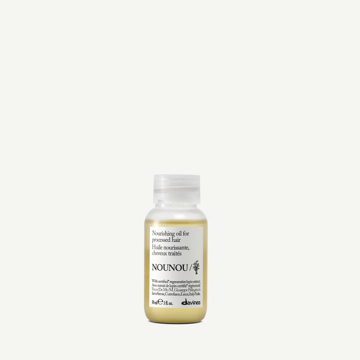 Bottle of NOUNOU hair oil for processed hair product on a white background