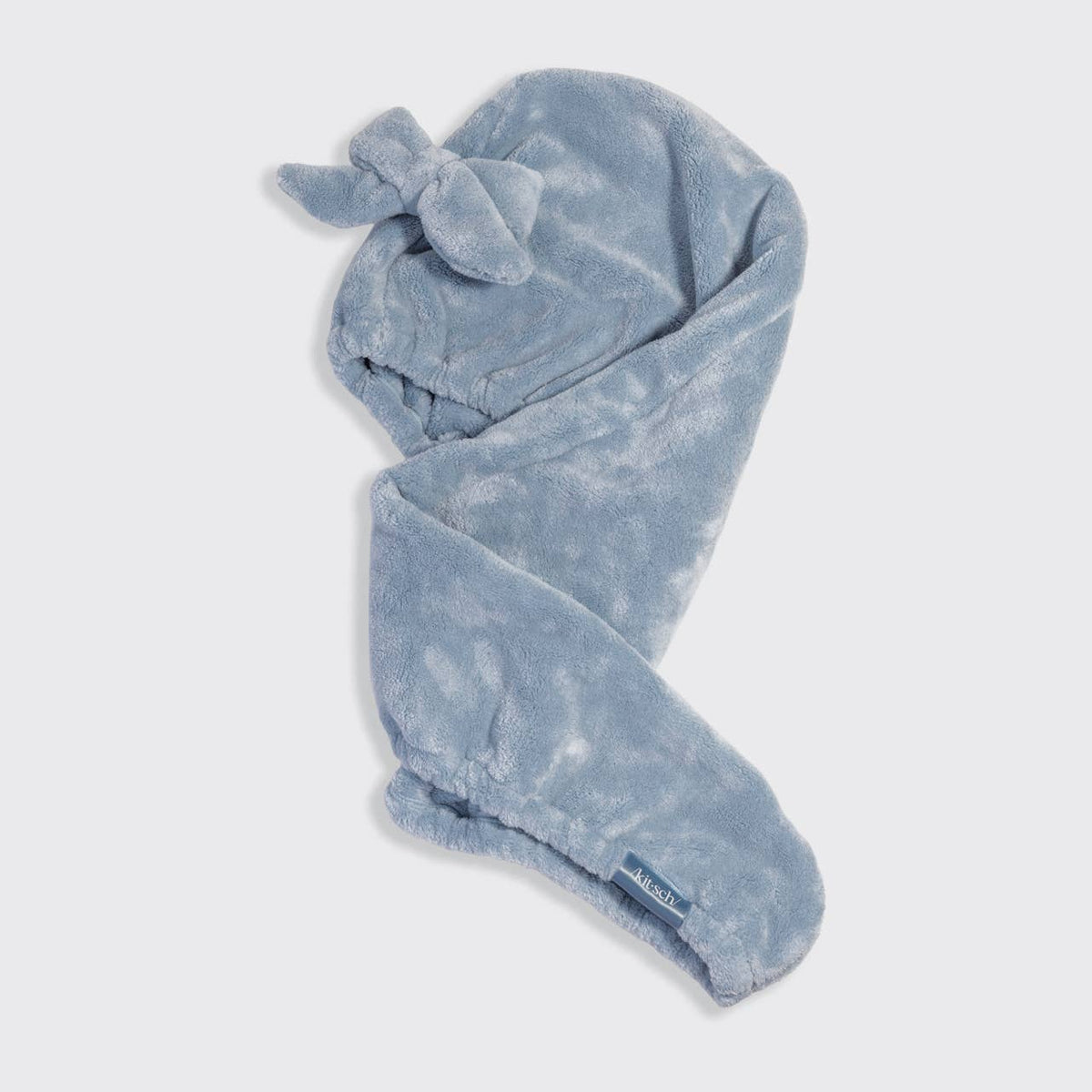 Plush Microfiber Hair Towel Turban with Bow |  Coastal Blue