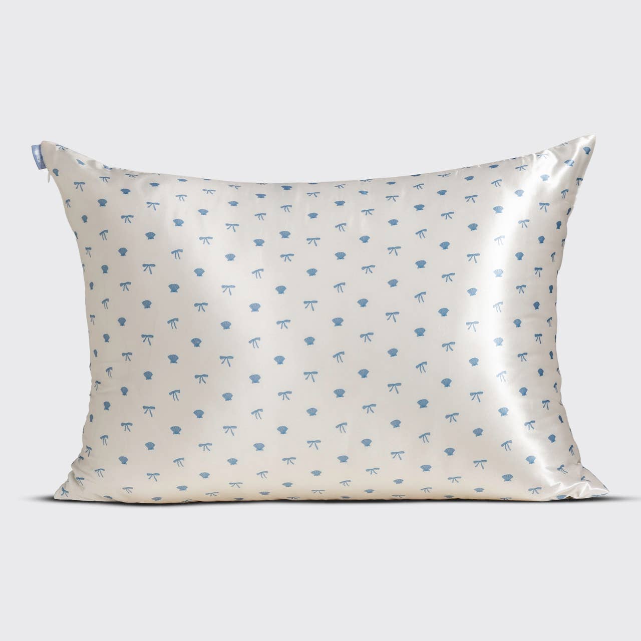 Standard Satin Pillowcase : Pearlized Cream & Coastal Blue Print