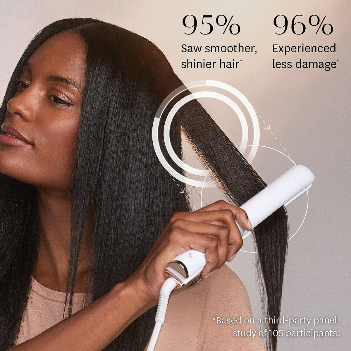 T3 SinglePass StyleMax flat iron in use