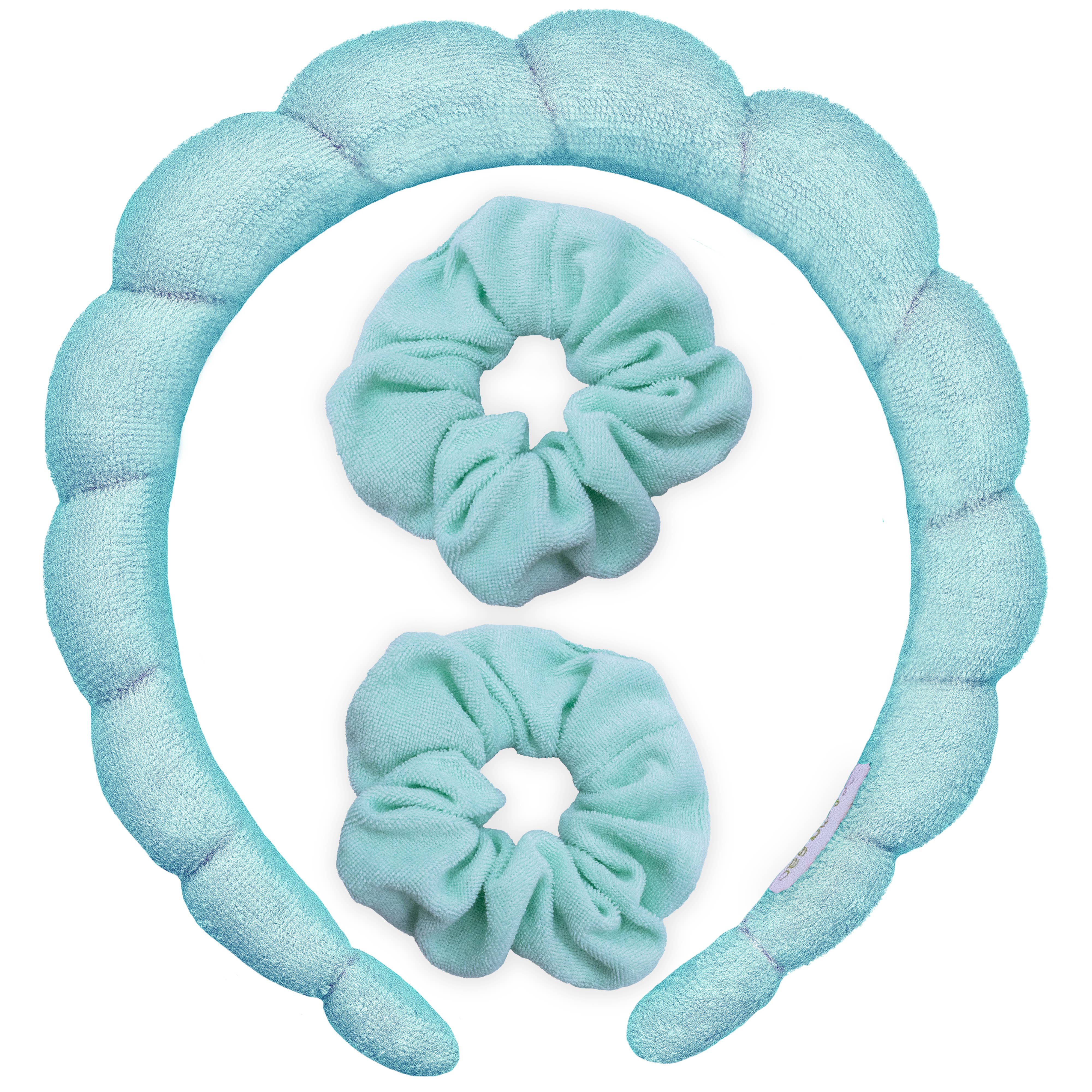 Spa Day Terry Cloth Headband & Scrunchies Set : Mint