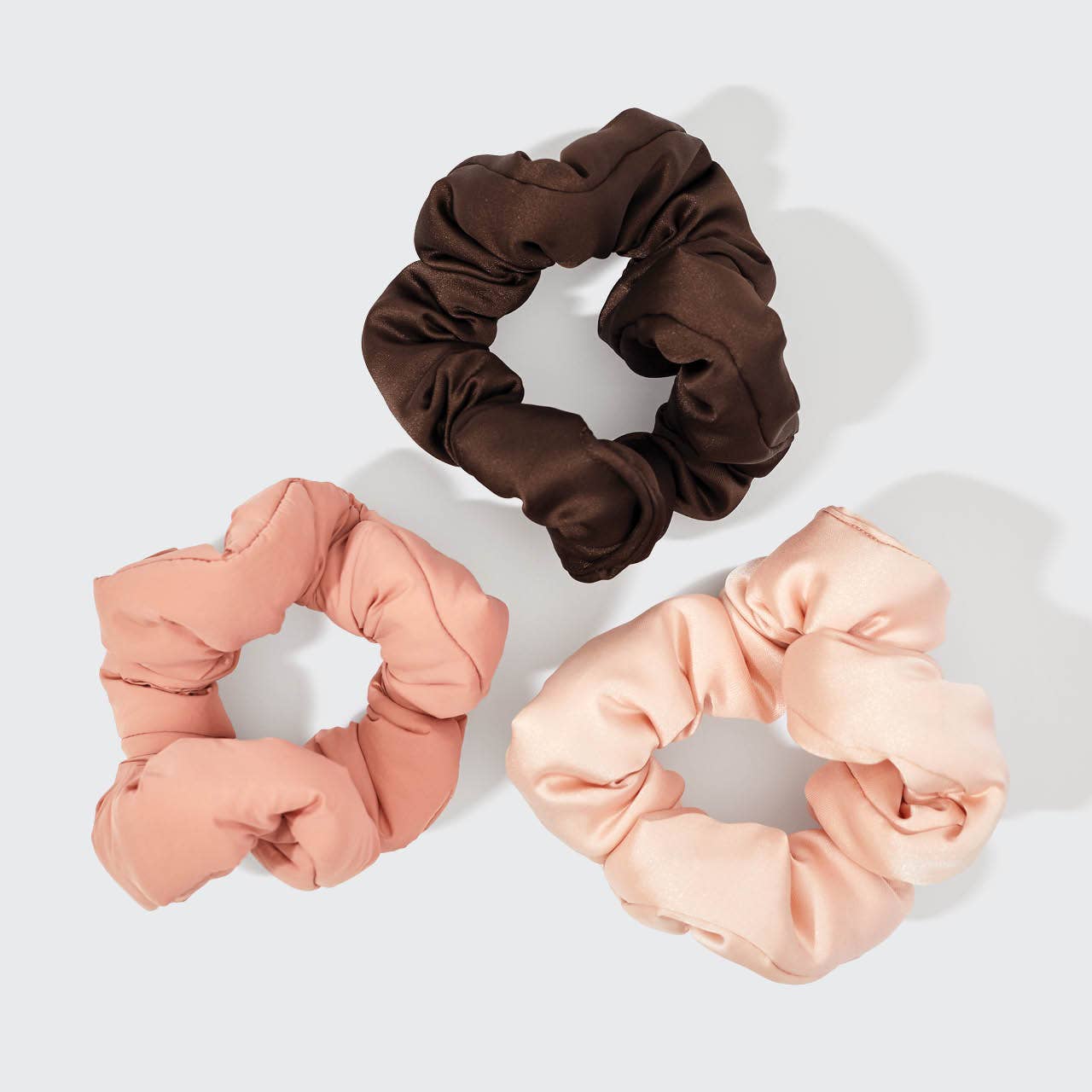 Recycled Fabric Cloud Scrunchies 3pc - Rosewood